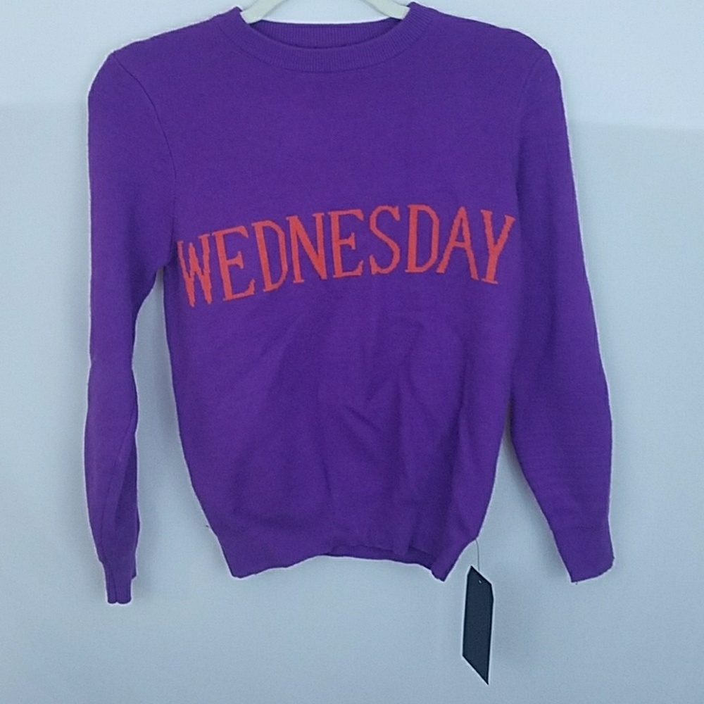 Hyley Wednesday Pullover Crew Neck Fuzzy Sweater